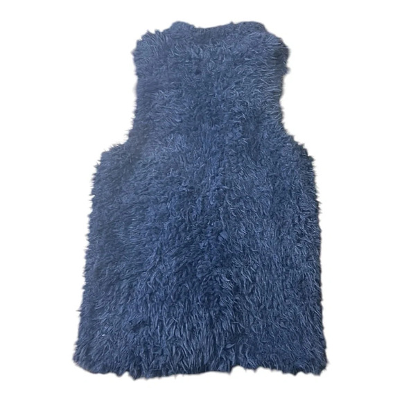 Chelsea & Violet Faux Fur Open Front Long Vest Navy Blue Size Small - Picture 9 of 10